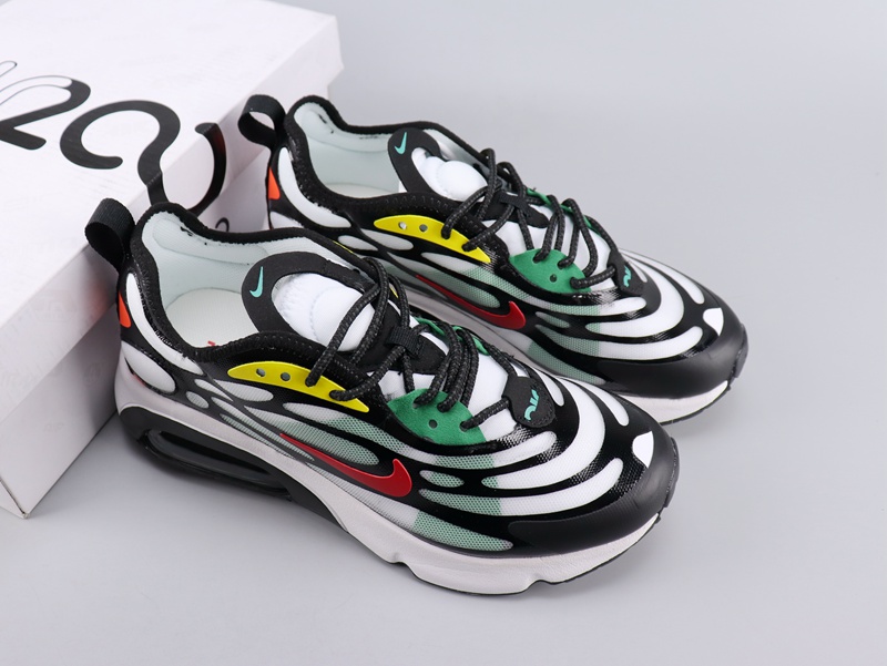 Women Nike Air Max 200 Black White Green Yellow Red Shoes - Click Image to Close